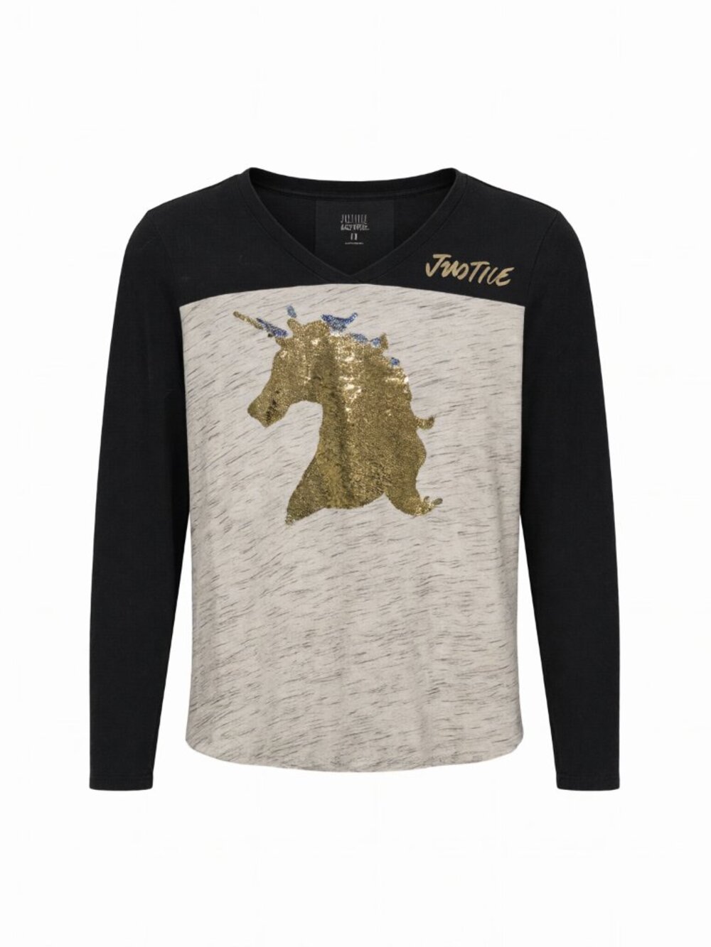 Justice Girls' Unicorn Sequin Top Black/Grey Size 12